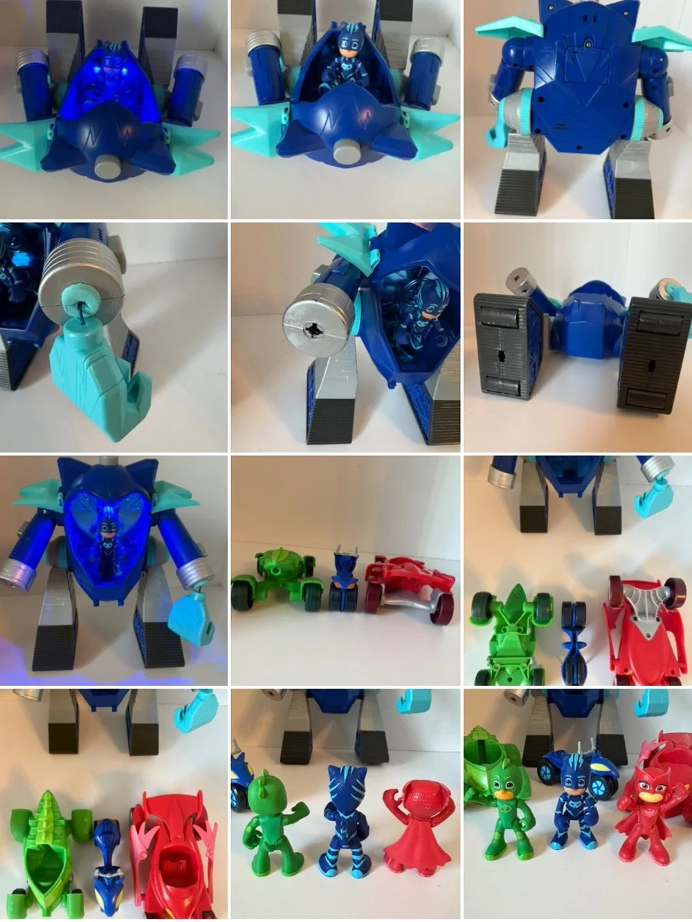 PJ Masks Vehicles Action Figures & Turbo Mover Mech Catboy Owlette Gekko 7 Pcs